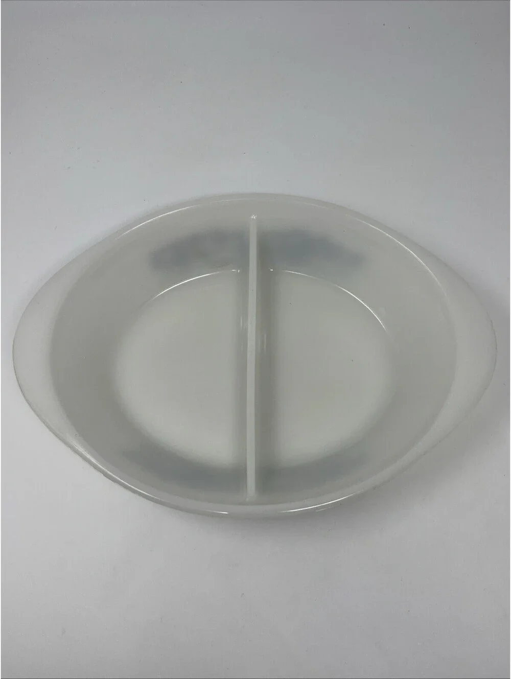 Vintage Glasbake Currier Ives Oval Glass J-2352 Divided Casserole Horse Sleigh
